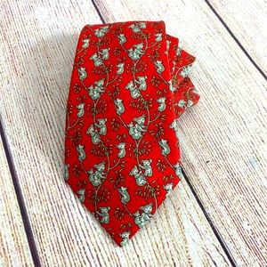 RARE HERMES Koala Animal Mens Tie 100% Silk Res Grey